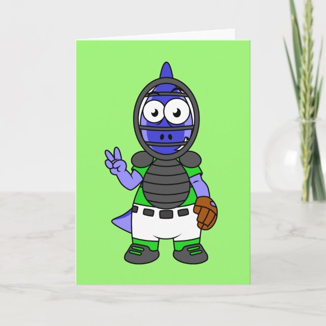 Illustration Of A Parasaurolophus Baseball Catcher Card (Front)