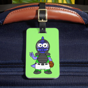 Illustration Of A Parasaurolophus Baseball Catcher Luggage Tag