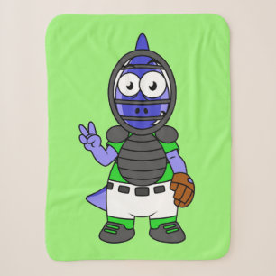 Illustration Of A Parasaurolophus Baseball Catcher Sherpa Blanket