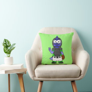 Illustration Of A Parasaurolophus Baseball Catcher Throw Pillow
