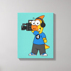 Illustration Of A Parasaurolophus Camera Operator. Canvas Print