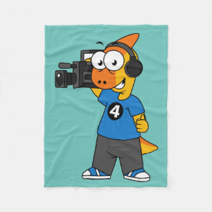 Illustration Of A Parasaurolophus Camera Operator. Fleece Blanket