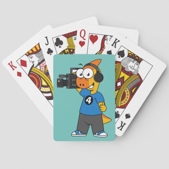Illustration Of A Parasaurolophus Camera Operator. Playing Cards (Back)