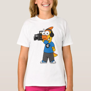 Illustration Of A Parasaurolophus Camera Operator. T-Shirt