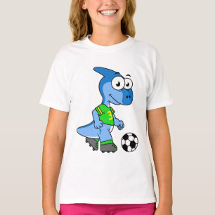 Illustration Of A Parasaurolophus Playing Soccer. T-Shirt