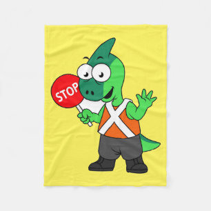 Illustration Of A Parasaurolophus Traffic Enforcer Fleece Blanket