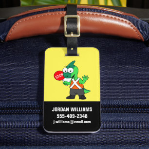 Illustration Of A Parasaurolophus Traffic Enforcer Luggage Tag