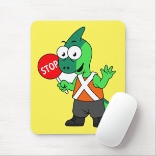 Illustration Of A Parasaurolophus Traffic Enforcer Mouse Pad