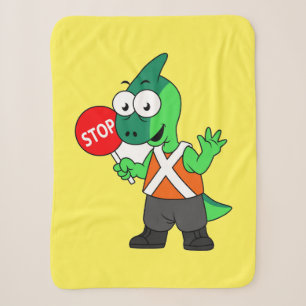 Illustration Of A Parasaurolophus Traffic Enforcer Sherpa Blanket