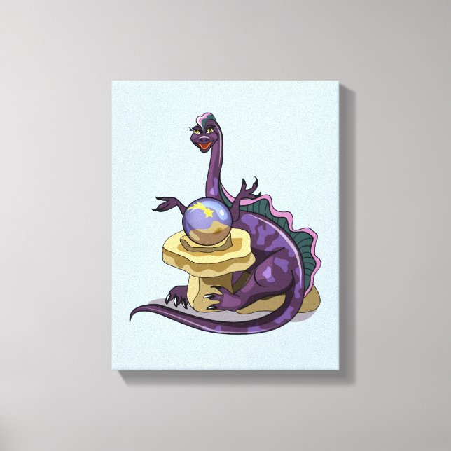 Illustration Of A Plateosaurus Fortune Teller. Canvas Print (Front)