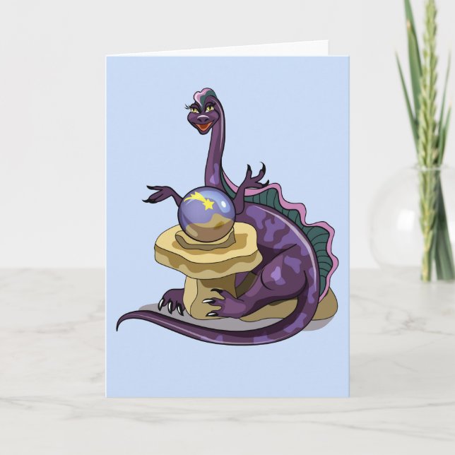 Illustration Of A Plateosaurus Fortune Teller. Card (Front)