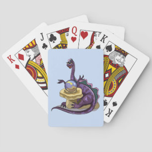 Illustration Of A Plateosaurus Fortune Teller. Playing Cards