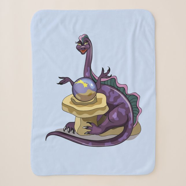 Illustration Of A Plateosaurus Fortune Teller. Sherpa Blanket (Front)