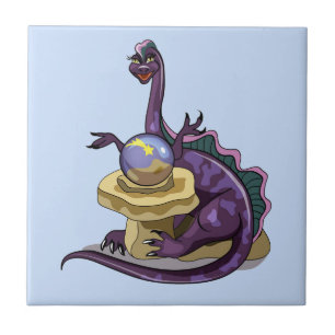 Illustration Of A Plateosaurus Fortune Teller. Tile
