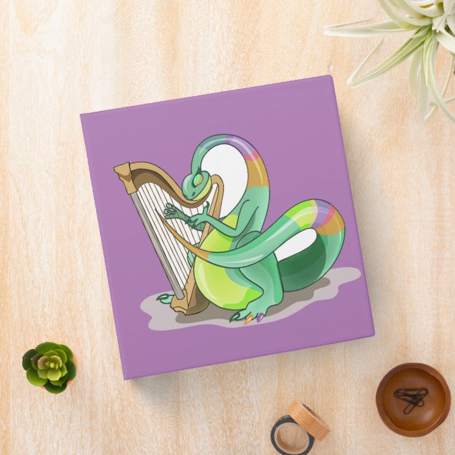 Illustration Of A Plateosaurus Playing The Harp. Binder (In Situ)