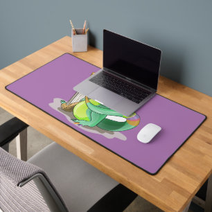 Illustration Of A Plateosaurus Playing The Harp. Desk Mat