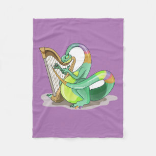 Illustration Of A Plateosaurus Playing The Harp. Fleece Blanket