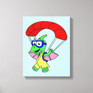 Illustration Of A Pterodactyl Parachuting. Canvas Print