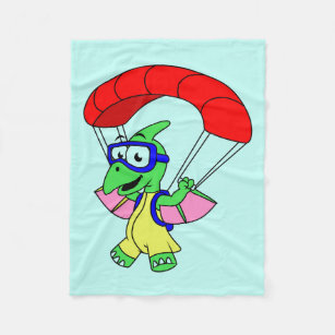 Illustration Of A Pterodactyl Parachuting. Fleece Blanket