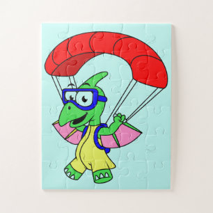 Illustration Of A Pterodactyl Parachuting. Jigsaw Puzzle