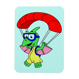 Illustration Of A Pterodactyl Parachuting. Magnet