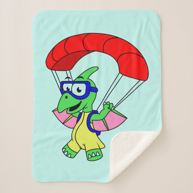 Illustration Of A Pterodactyl Parachuting. Sherpa Blanket (Front)