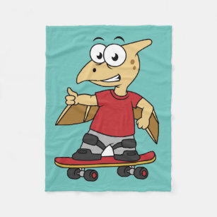 Illustration Of A Pterosaur Skateboarding. Fleece Blanket