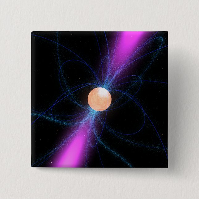 Illustration of a pulsar 2 inch square button (Front)