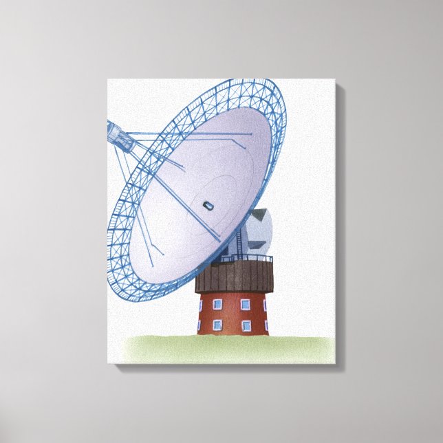 Illustration of a radio telescope canvas print (Front)