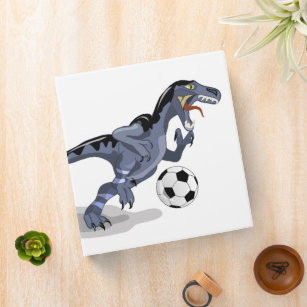 Illustration Of A Raptor Dinosaur Playing Soccer. Binder