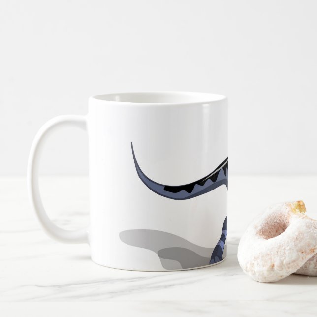 Illustration Of A Raptor Dinosaur Playing Soccer. Coffee Mug (With Donut)