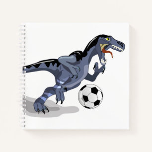 Illustration Of A Raptor Dinosaur Playing Soccer. Notebook