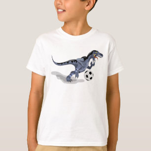 Illustration Of A Raptor Dinosaur Playing Soccer. T-Shirt