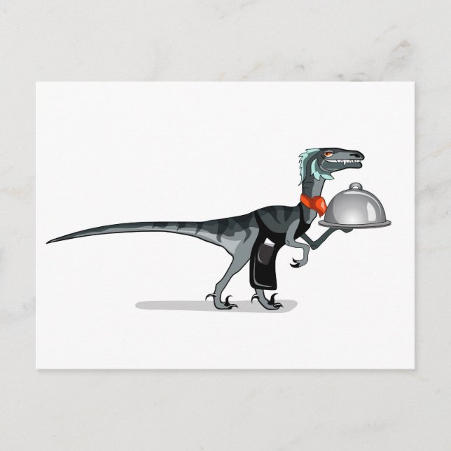Illustration Of A Raptor Food Waiter. Postcard (Front)