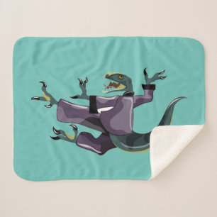 Illustration Of A Raptor Performing Karate. Sherpa Blanket