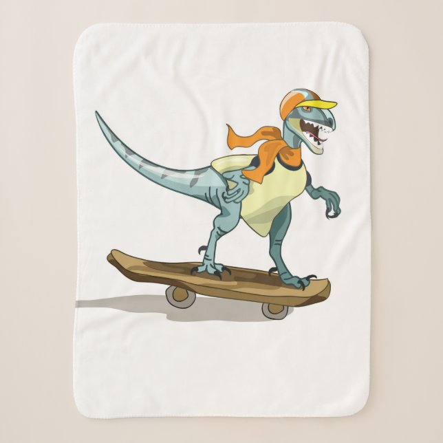 Illustration Of A Raptor Skateboarding. Sherpa Blanket (Front)