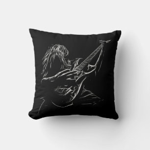 Illustration of a Rock Musician Throw Pillow