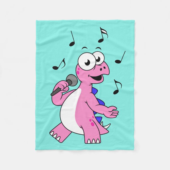 Illustration Of A Singing Stegosaurus. Fleece Blanket (Front)