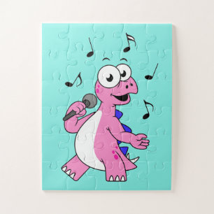 Illustration Of A Singing Stegosaurus. Jigsaw Puzzle