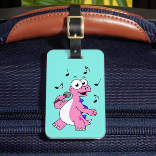 Illustration Of A Singing Stegosaurus. Luggage Tag