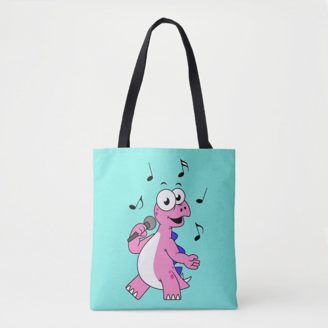 Illustration Of A Singing Stegosaurus. Tote Bag (Front)