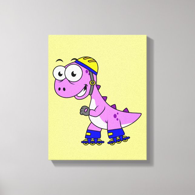 Illustration Of A Skating Tyrannosaurus Rex. Canvas Print (Front)