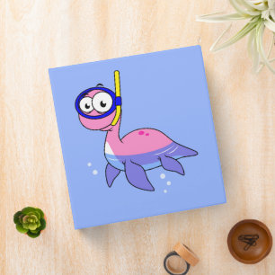 Illustration Of A Snorkeling Loch Ness Monster. Binder