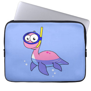 Illustration Of A Snorkeling Loch Ness Monster. Laptop Sleeve