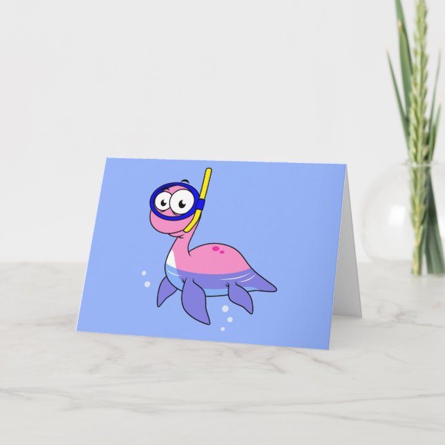 Illustration Of A Snorkelling Loch Ness Monster. Card (Front)