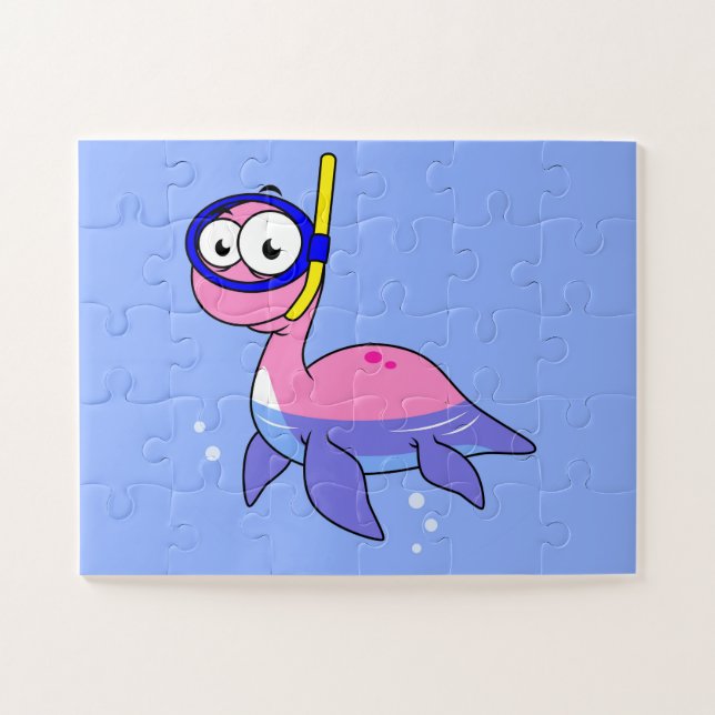 Illustration Of A Snorkelling Loch Ness Monster. Jigsaw Puzzle (Horizontal)
