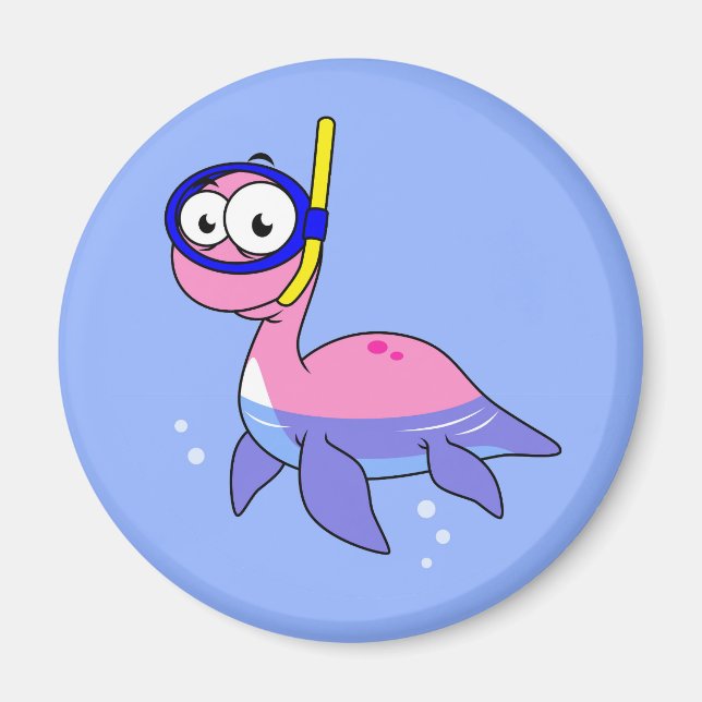 Illustration Of A Snorkelling Loch Ness Monster. Magnet (Front)