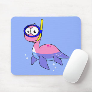 Illustration Of A Snorkelling Loch Ness Monster. Mouse Pad
