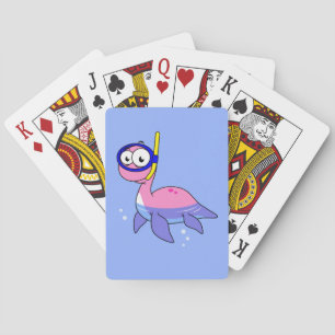 Illustration Of A Snorkelling Loch Ness Monster. Playing Cards