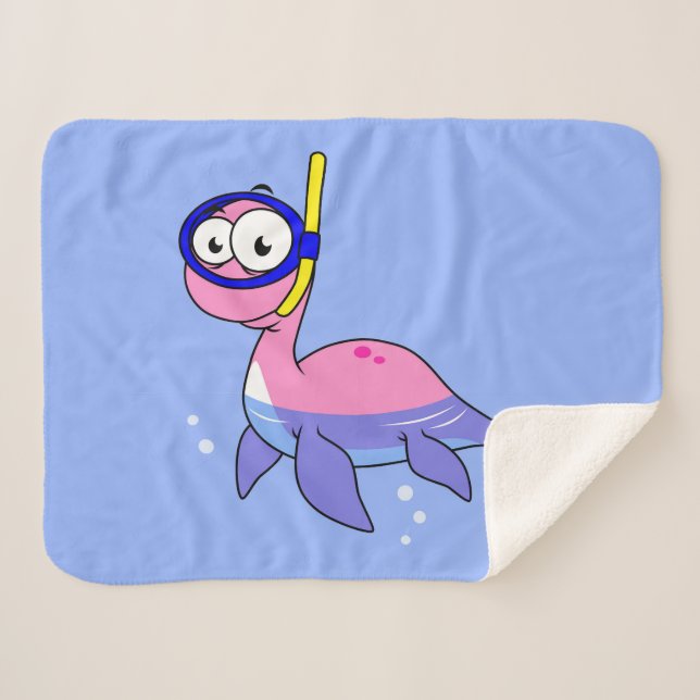 Illustration Of A Snorkelling Loch Ness Monster. Sherpa Blanket (Front (Horizontal))